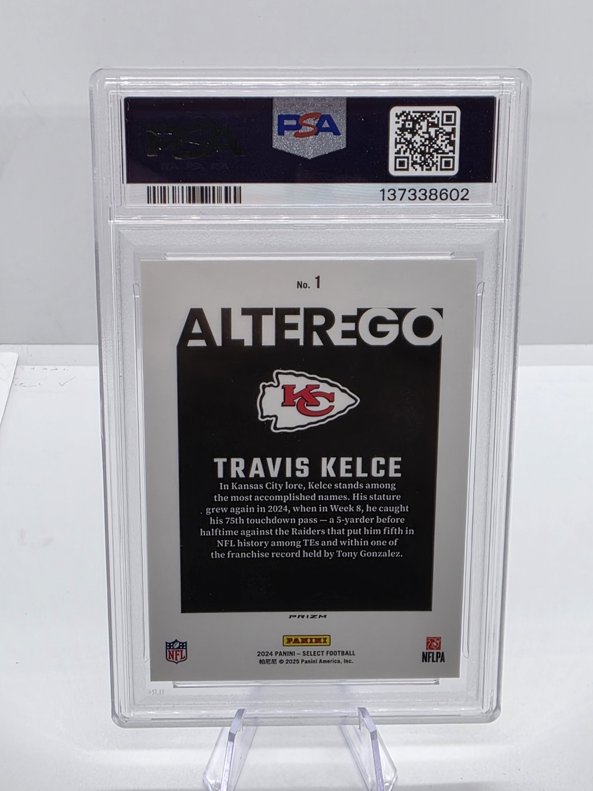 Travis Kelce 2024 Panini Select Alter Ego Silver Prizm Case Hit PSA 10 Low Pop! view 3