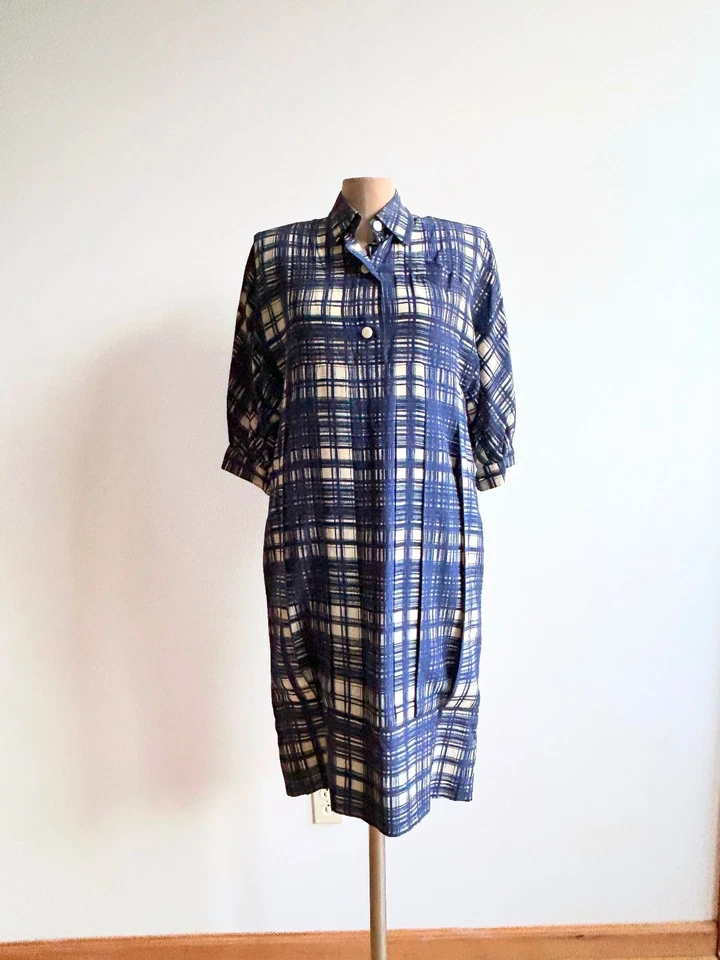 Vestido De Colección Años 50 Azul A Cuadros Diseño Único Tela Color Funciona Tal cual/Inspiración Foto 2 de 4
