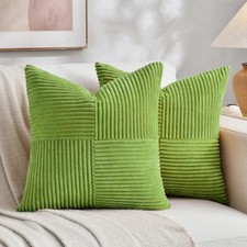 Set of 2 Decorative Throw Pillow Covers 18x18 18" x 18" Pack of 2 Lime Green
