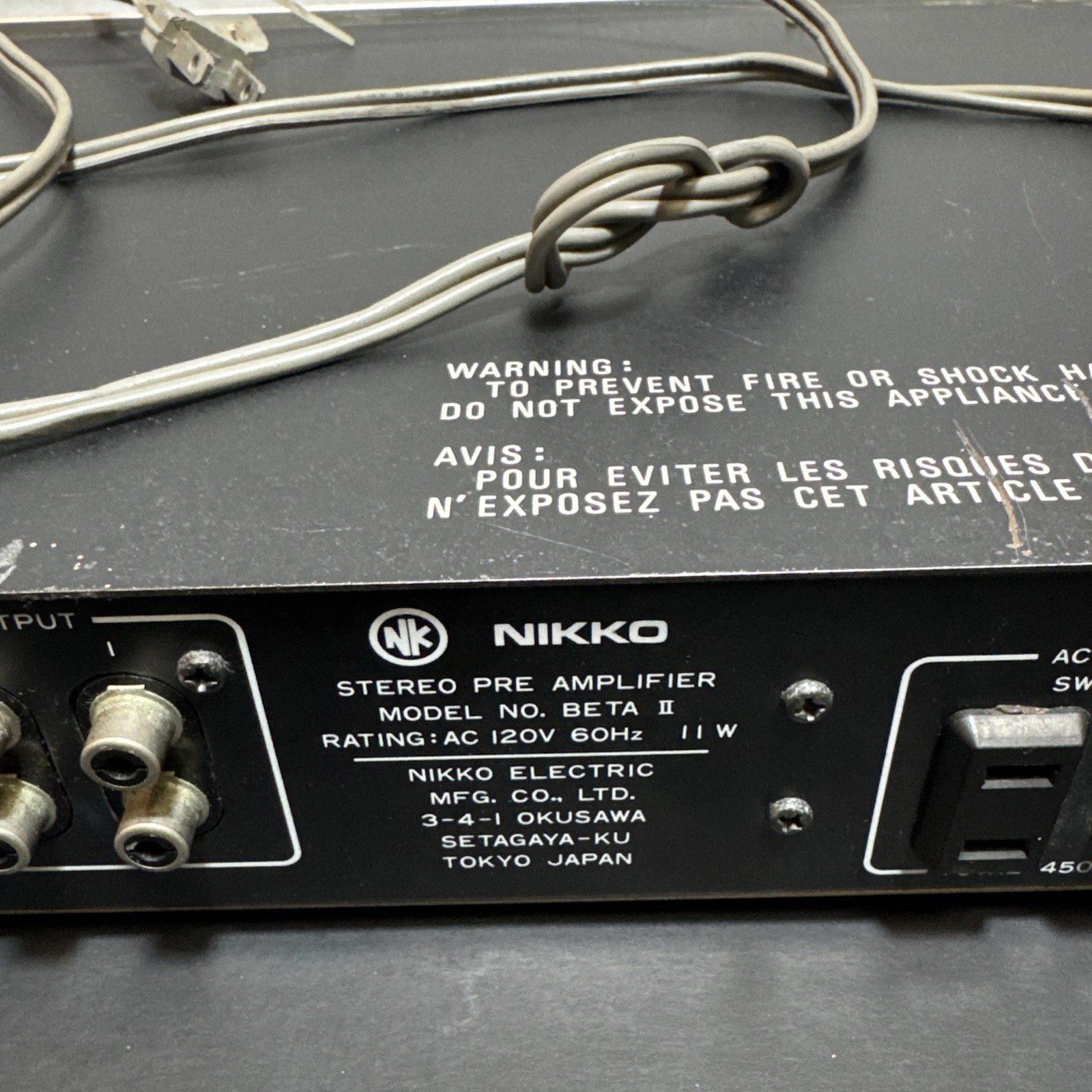 NIKKO Beta II Stereo Pre-Amplifier Vintage Silver Japan Phono Powers On