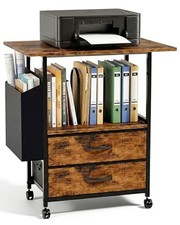 22" Large Printer Stand with 2 Drawers, Rolling Printer Table, File Cabinet