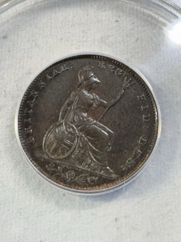 1848 Great Britain Farthing Graded AU 50 Details Cleaned by ANACS - Picture 5 of 8