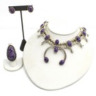 Signed Southwest Sterling Charoite Squash Blossom Earring Ring Lot of 3 #S5620-3 — photo 1