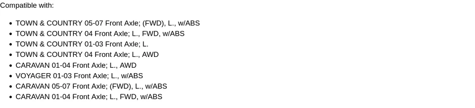 Dodge Caravan 2001-2007 eje conductor delantero CV C/V JI4IE Foto 4 de 4