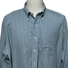 Brooks Brothers Madison Shirt Mens 18.5 XXL Blue Green Plaid Long Sleeve Button