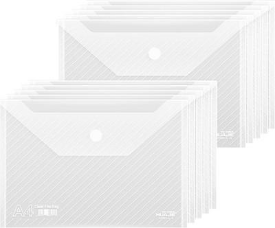 10 Pack, Plastic Envelopes   Transparent Waterproof Reusable File Folders for A4