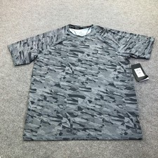 Spyder Rash Guard Shirt Mens Large Gray Camo Swim UPF 30 Quick Dry Surf S923028