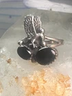 Vintage eagle southwest onyx ring animal band size 5.5 sterling silver women