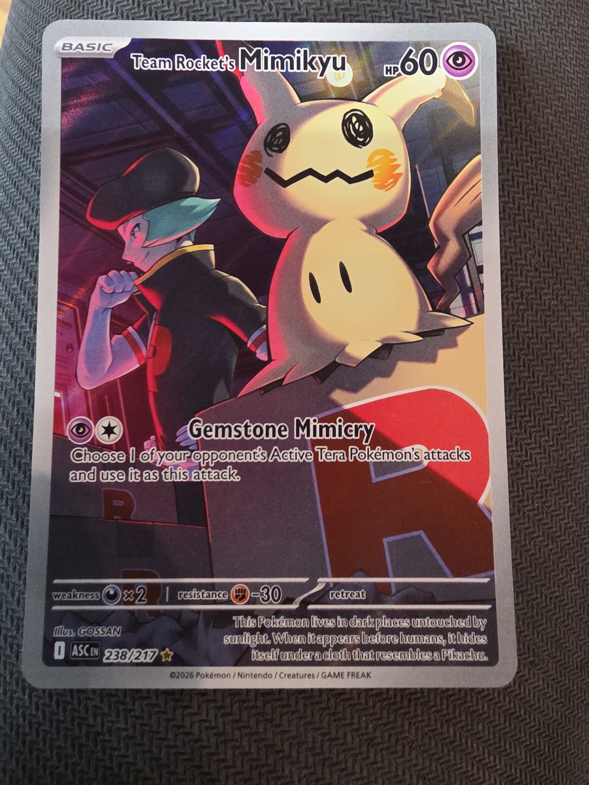 Team Rocket's Mimikyu 238/217 Illustration Rare Ascended Heroes Pokemon TCG