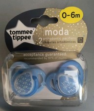 Tommee Tippee Moda 2pk Ortho Pacifier Binky Blue Unisex 0-6 Months