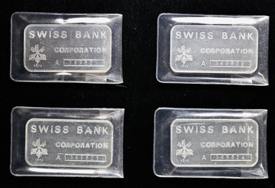 Swiss Bank Corporation 1 oz .999 Fine Silver Vintage Bar with COA
