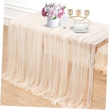 Pearl Table Cloth: Wedding Table Runner Decor 10ft Tulle 1 Piece Champagne