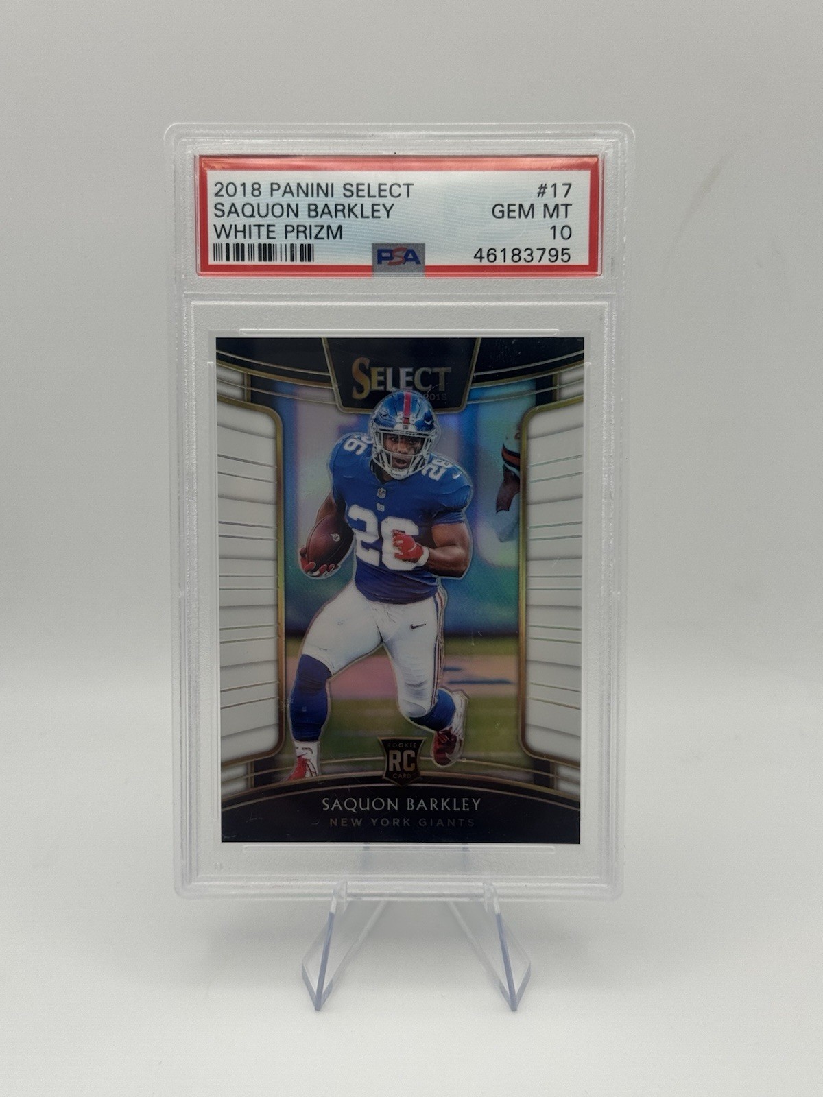 2018 Panini Select Saquon Barkley RC White Prizm Concourse #/75 Giants PSA 10