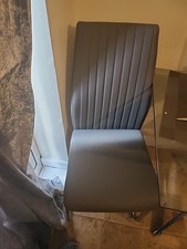 LORENZO x2 Faux Leather Deep Foam Padded Dining Chairs Silver Chrome Metal Legs