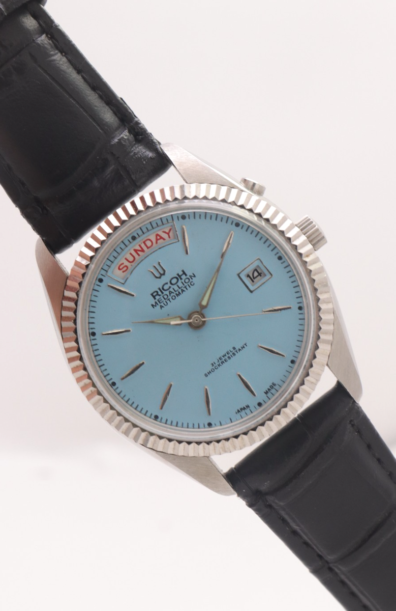 Vintage Ricoh Automatic President Turquoise Dial 21J Japan Made