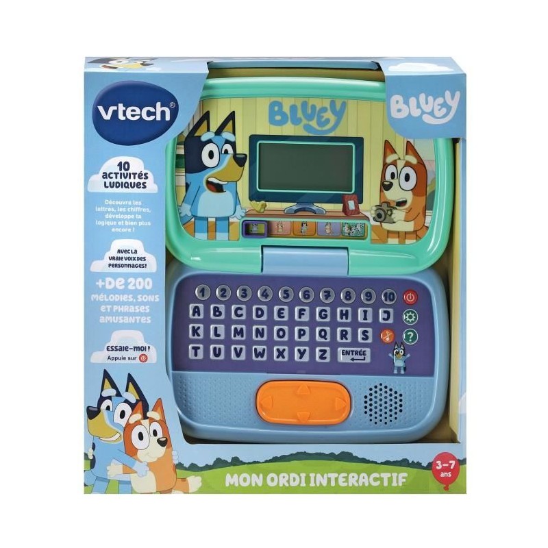 VTech Bluey - Mon ordi interactif bleu pour l'apprentissage des enfants de 3 à 6 ans