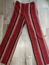 Vintage 70s Glen of Michigan Sz S Hippie Woodstock Wide Leg Stripe Pants 28