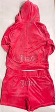 Juicy Couture Bling Velour Tracksuit Hoodie  Shorts Set Watermelon Pink XL NWT