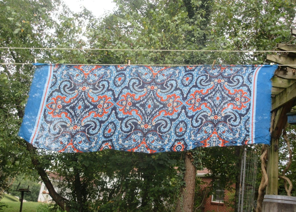 Vera Bradley Марракеш темно-оранжевый бирюзовый пейсли медальоны вискоза шарф - Изображение 3 из 4