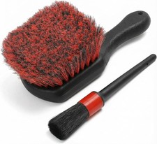 Wheel Tire Brush, Soft Bristle Car Wash Brush, Plus Detailing Bru Color: Red