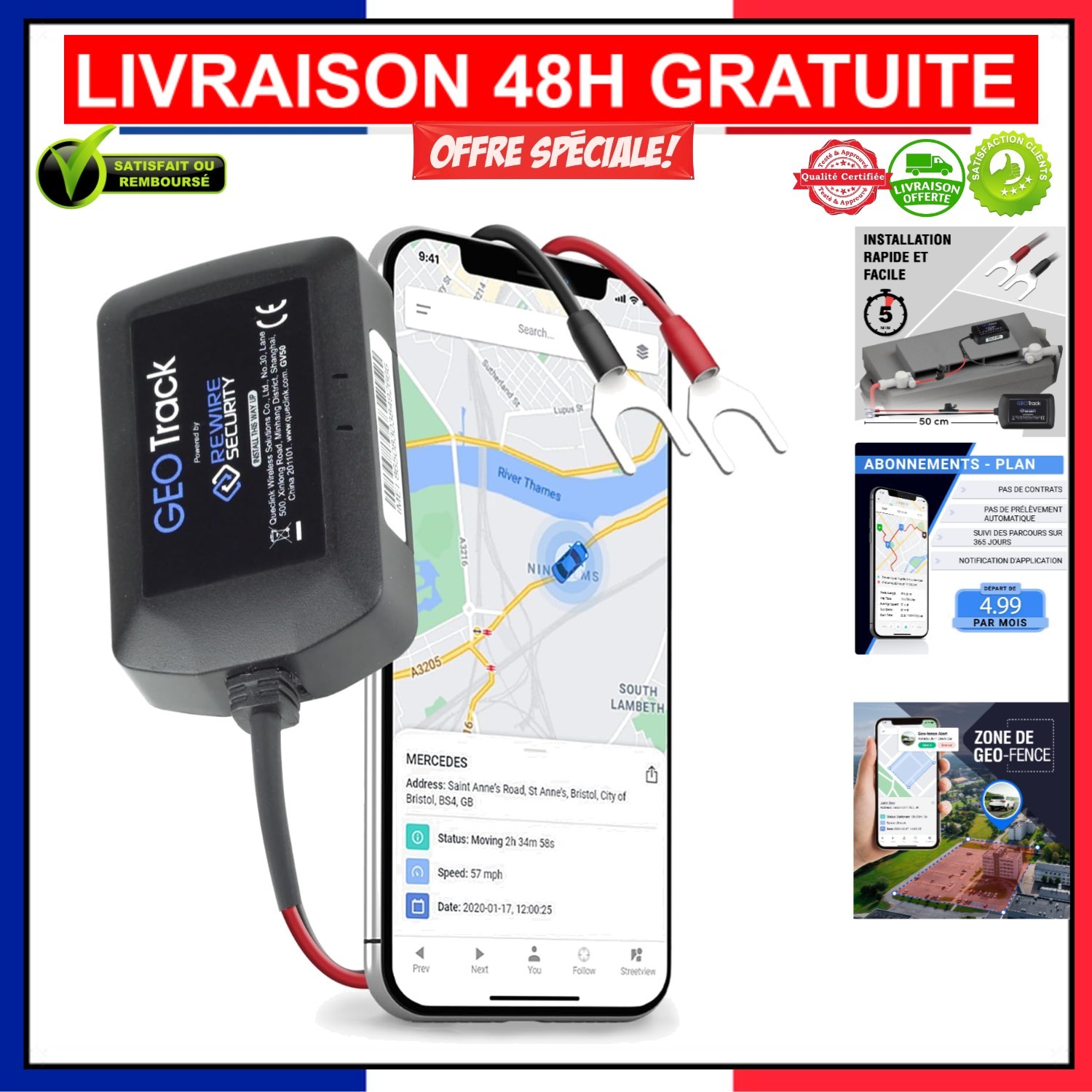 Traceur GPS Geo Track pour protéger votre véhicule contre le vol sans abonnement complexe