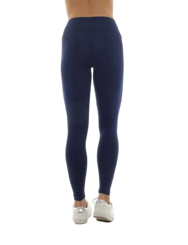 Damen lange Leggings Taschen hinten hoher Bund Hose lang Baumwolle - Picture 4 of 12