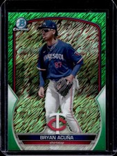 2023 Bowman Chrome Bryan Acuna Prospects Green Shimmer Refractor #/99 Twins