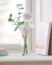 Next Purple White Aritificial Pom Pom Floral Arrangement Glass Vase Home Decor