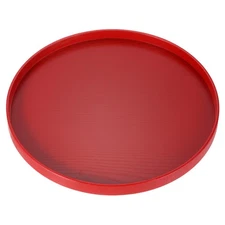 Round Wood Serving Tray, 11.81" Non-Slip Wooden Decorative Tray Red