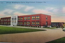 Culpeper VA-Virginia, George Washington Carver High School, Linen Postcard