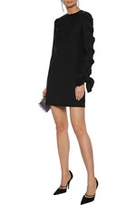 VALENTINO Bow Embellished Wool Cady Mini Dress In Black Ladies Size IT 48/UK 16