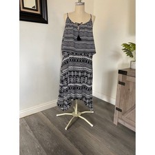mlle gabrielle Sleeveless Halter Black & White Women's Sundress XL