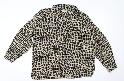 Design Essentials Damen Beige Animal Print Basic Knopfleiste Größe 20