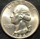 1964 SILVER WASHINGTON QUARTER COIN UNCIRCULATED