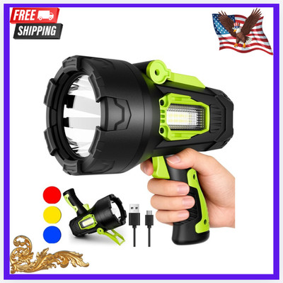 New Rechargeable LED Spotlight Super Bright Handheld w/ COB Light Tripod