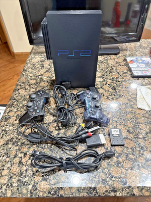 Sony PS2 PlayStation 2 Console SCPH-30001  Works 2-Controllers Network Adapt Box