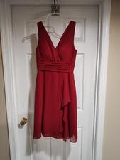 Azazie Iliana Burgundy Bridesmaid Dress Size 0 (A0) Knee Length