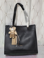 TOGOO Women s Black Tote Bag Bear Charm Gold ...