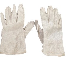 Vintage Gloves Womens White Cream Pebbled Pearl Wrist Length Size 7.5
