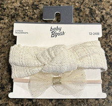 Oshkosh Baby B'gosh 2 Pack Girls Headbands 12-24 mos Cream Knit White Gold Tulle