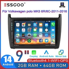 Für VW Polo 6R 6C 9N 2008-2015 Autoradio 2+64G Android 14 Apple Carplay USB KAM+
