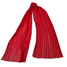 VTG Red Accordion Pleated Sheer Chiffon Scarf Crinkle Dark Romantic Bold Formal