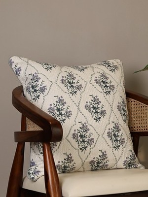 2er Set Fableroom Lara Baumwolle Blumen Kissen 50x50cm Brandneu Off-White Salbei