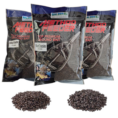 Balzer Method Feeder Premium Groundbait Pellets 2mm 4mm 5 Aromen Anfütterpellets
