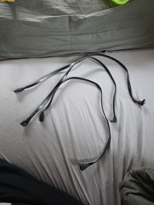 5Sata Kabel 50cm schwarz blau mit Clip, stecker auf Winkelstecker 