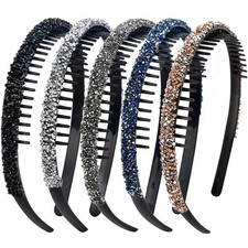5 Pack Rhinestone Headbands for Girls Glitter Sparkly Rhinestone Hairbands No...