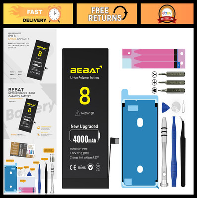 High Capacity 4000mAh Replacement Battery for iPhone 8, Li-ion Polymer + Repair