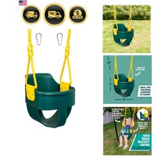 High Back Full Bucket Toddler Swing Seat with Finger Grip, Plastic Coated Cha...
