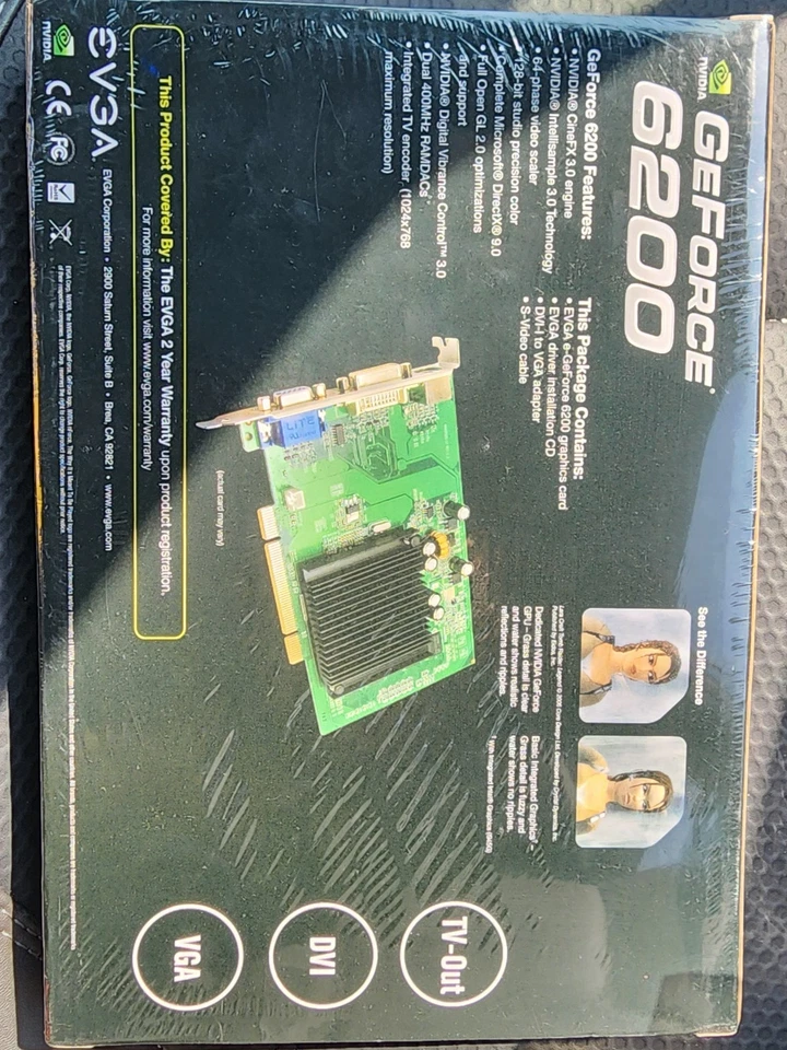 EVGA GeForce 6200 PCI 256MB DDR2 Video Graphics Card New Old Stock Factory-Seal - Image 2 of 2
