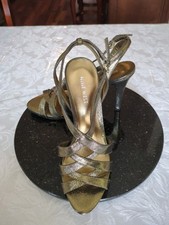 New Nine West Metallic Gold Strappy 4" Stilleto High Heels Size 7.5